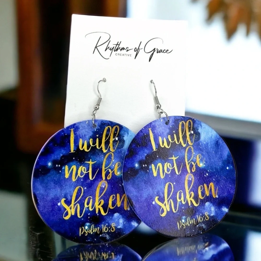 Shine Your Faith: Trendy Bible Verse  Dangle Earrings! Psalm 16:8